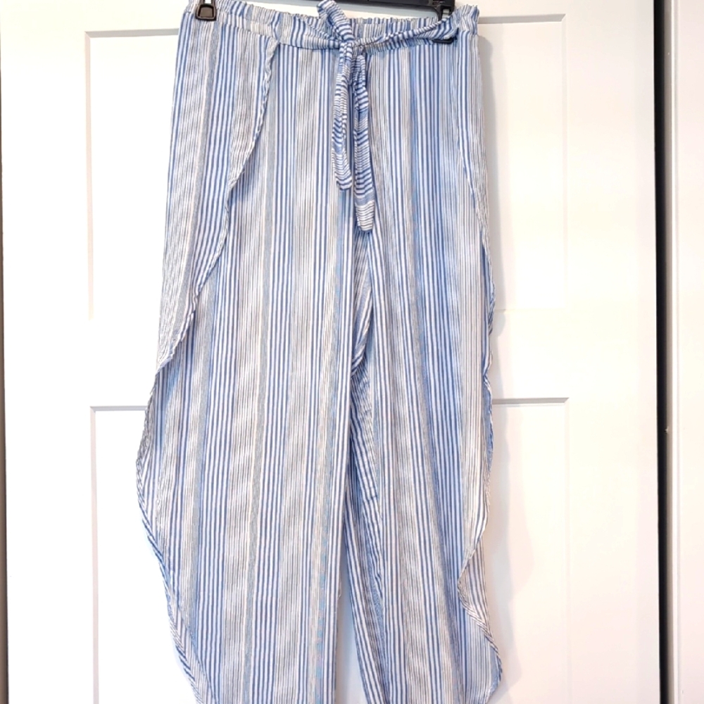 J Valdi Beach Pants White/Blue Stripe L NWT